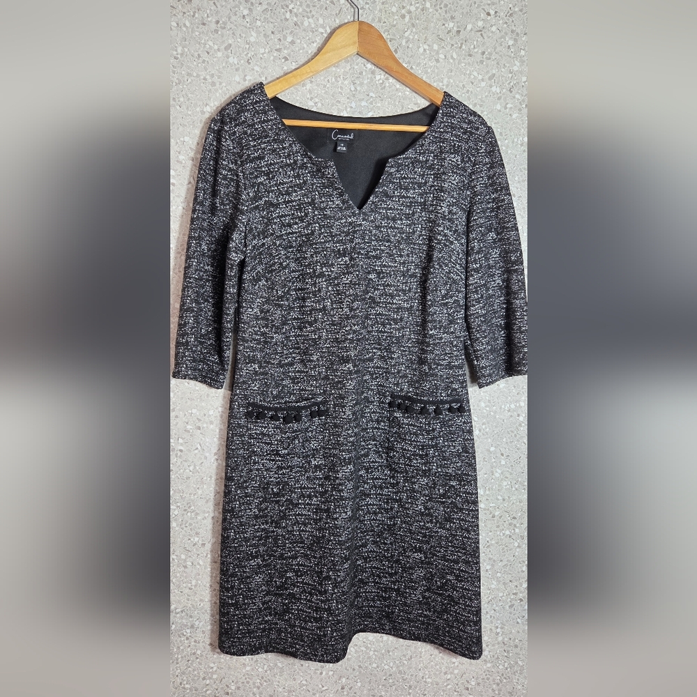 Connected Apparel Black and Gray Long Sleeve Dress